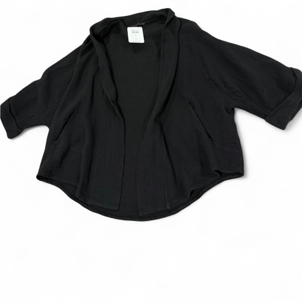 Women's Black Open-Front Blouse